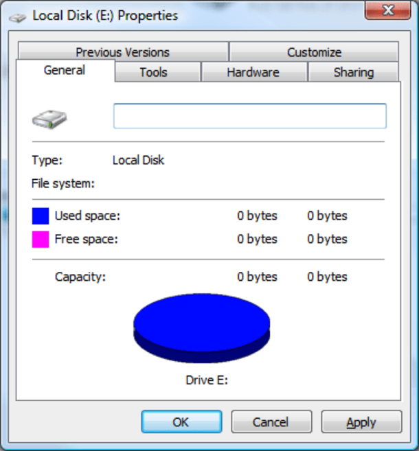 Доступно 0 байт. Файловая система Raw. Свойства диска. Файловая система флешки. Как зайти в свойство диска.