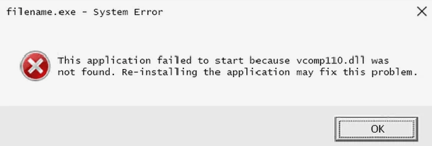 error vcomp110 dll missing windows 10